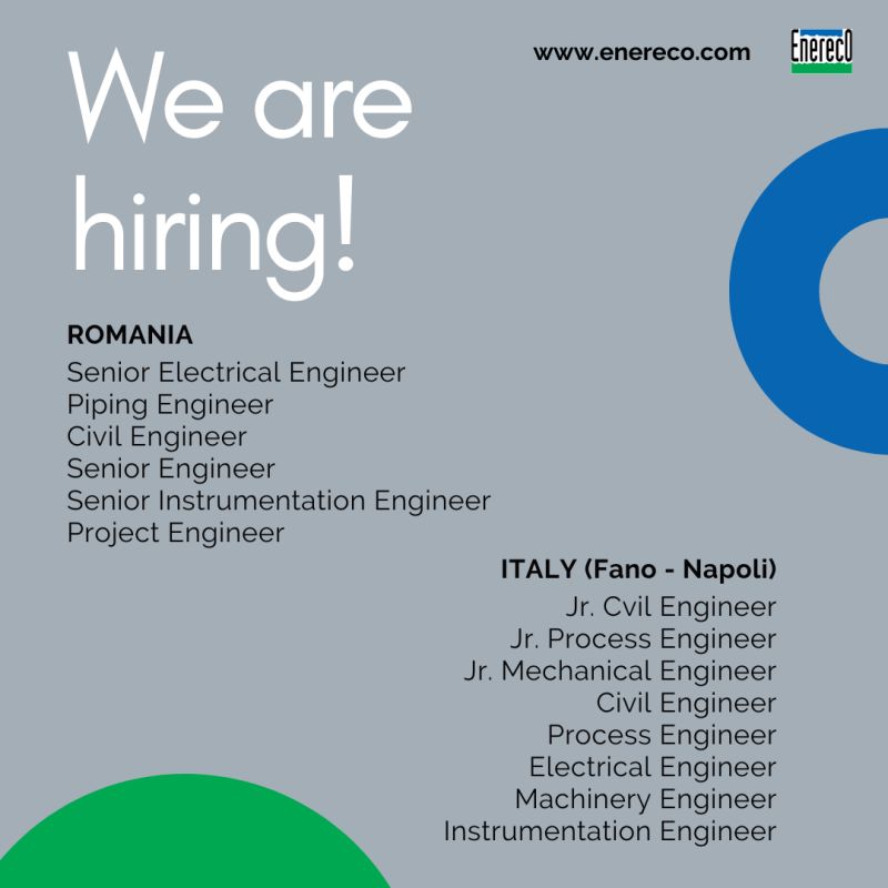 Electrical Civil Piping Instrument Process Engineer Jobs ROMANIA ITALY