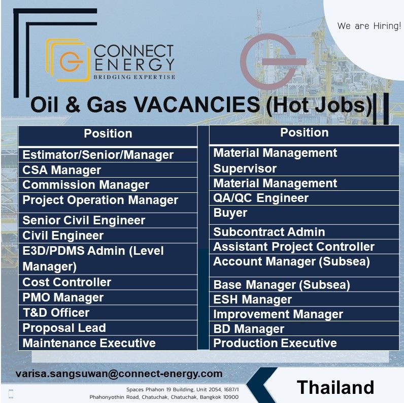 Oil & Gas Vacancies Thailand