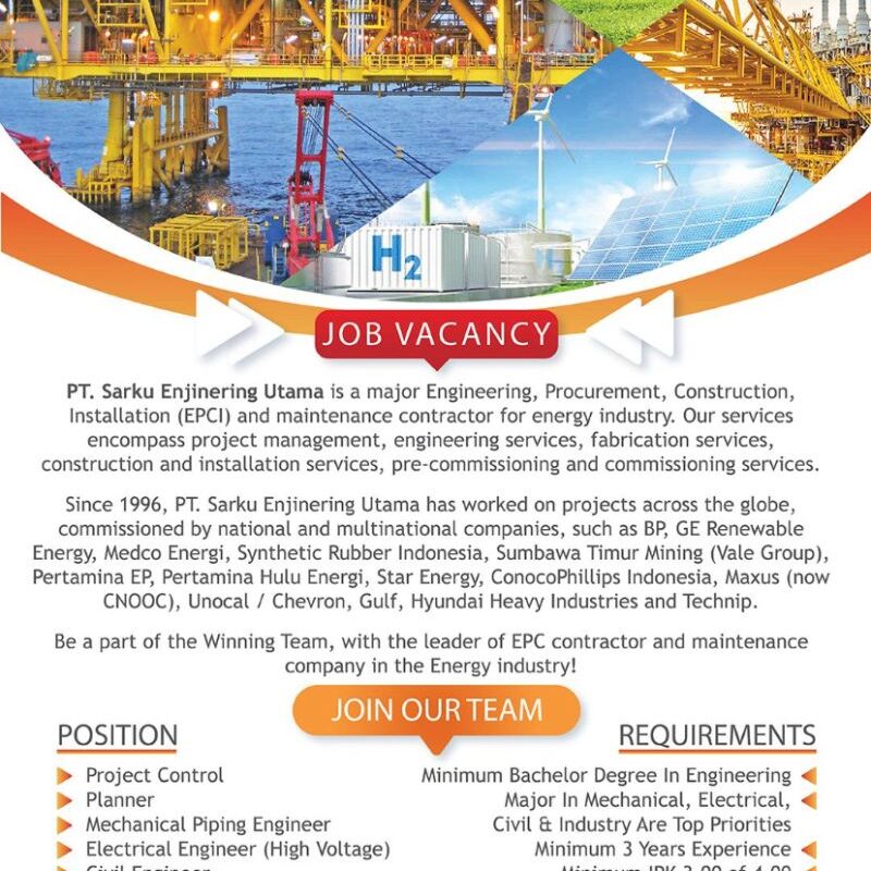 Mechanical Piping Civil Engineer HSE Officer Jobs Indonesia