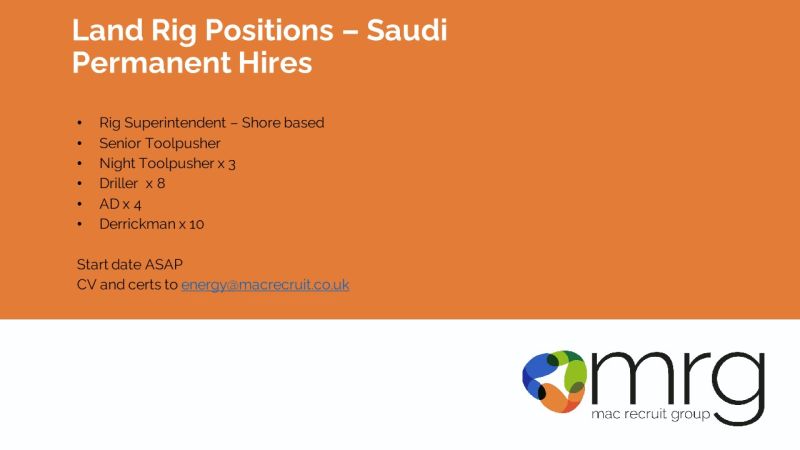 Land Rig Jobs Saudi Arabia