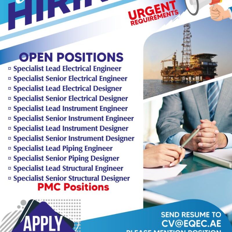 PMC Electrical Instrument Piping Structural Engineer Jobs UAE