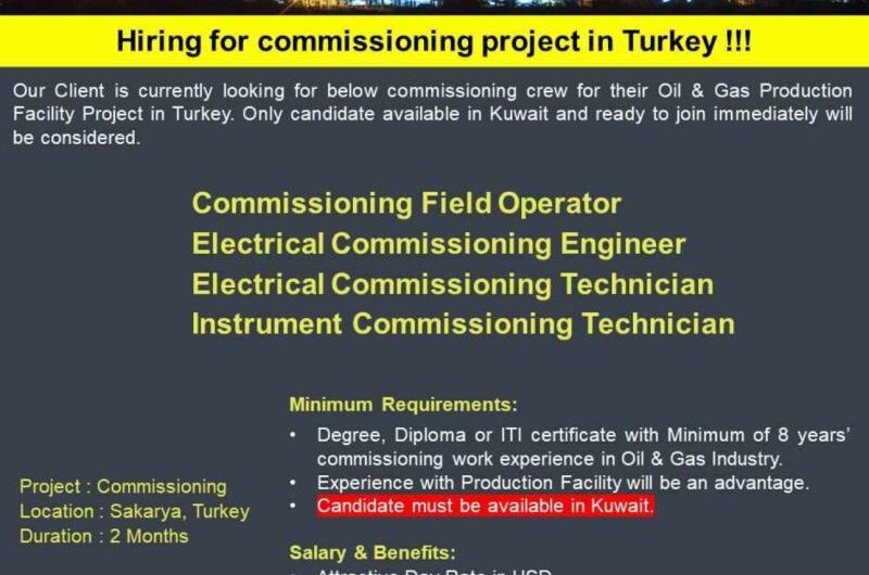 Oil & Gas Commissioning project Jobs Turkey