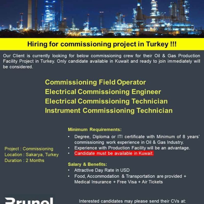 Oil & Gas Commissioning project Jobs Turkey