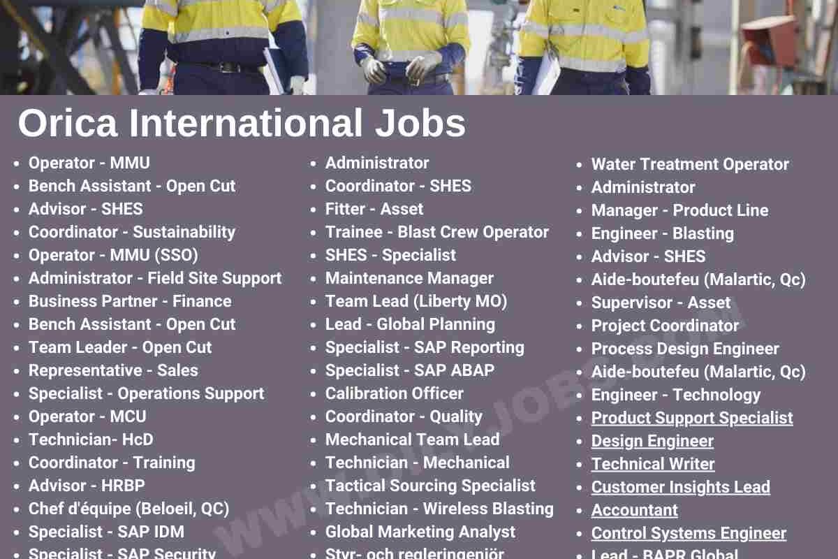 Orica International Jobs