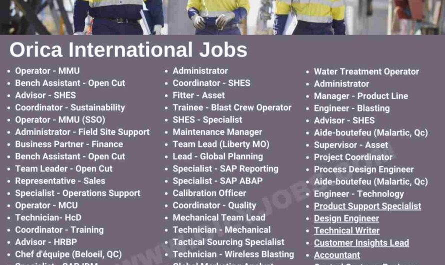 Orica International Jobs