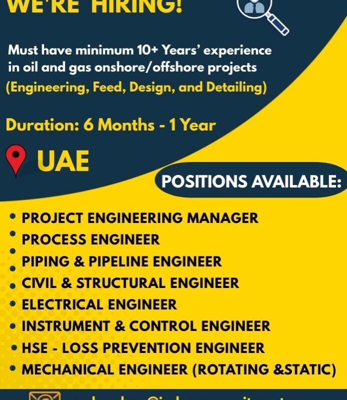 Oil and gas onshore offshore projects Jobs UAE