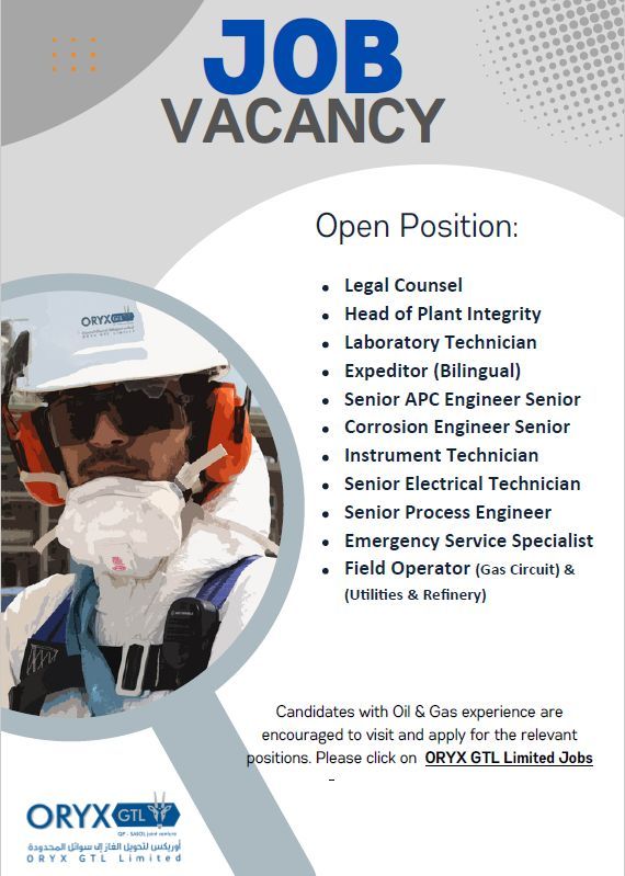 ORYX GTL Oil and Gas Jobs in Qatar