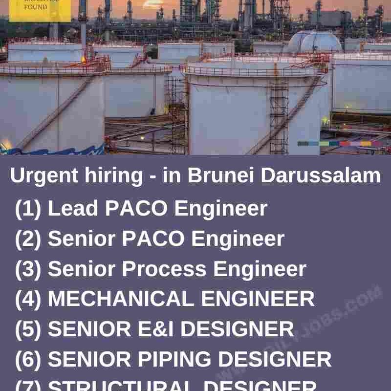 Senior Process MECHANICAL E&I PIPING DESIGNER Engineer Jobs in Brunei Darussalam