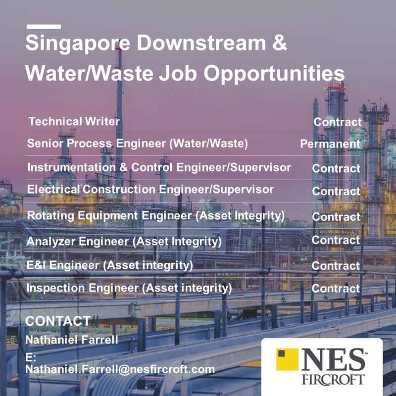 Singapore Downstream and water waste industry Jobs