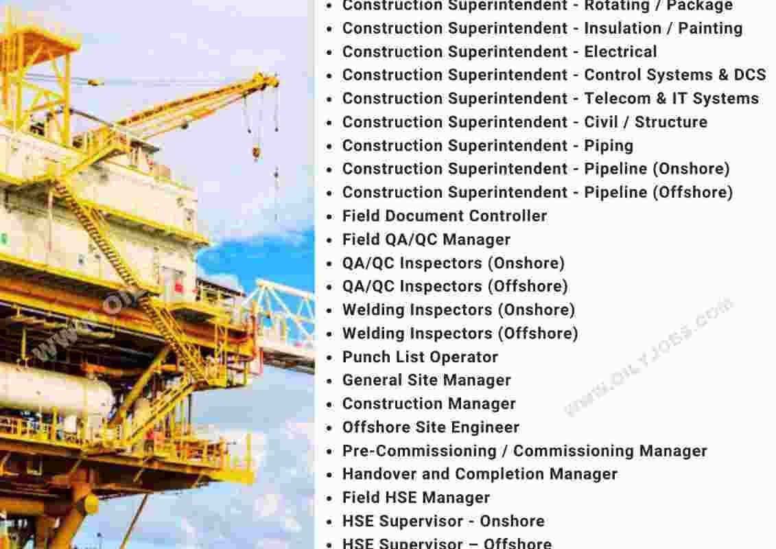 Oil & Gas Onshore Offshore PMC Project Construction Commissioning Jobs Indonesia