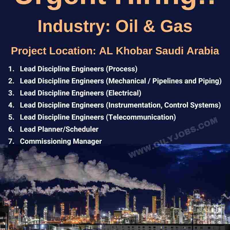 Oil & Gas Industry Process Mechanical Electrical Instrument Jobs Saudi Arabia