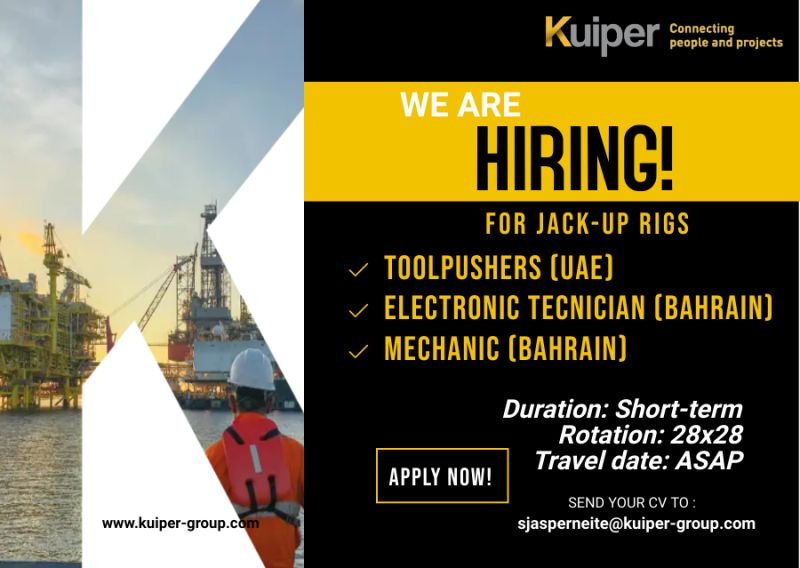 28x28 Rotations Jack up rig vacancies Bahrain shipyard and UAE