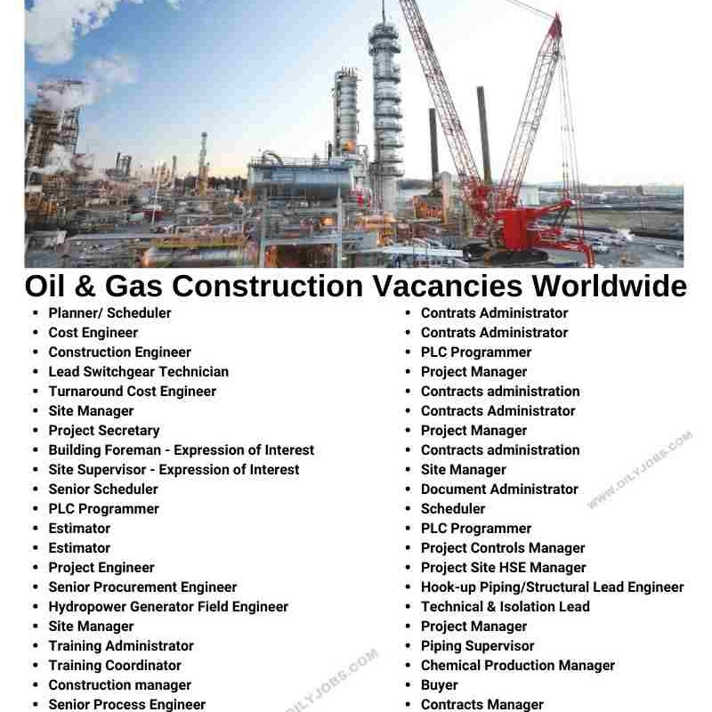 Oil & Gas Construction Vacancies Worldwide