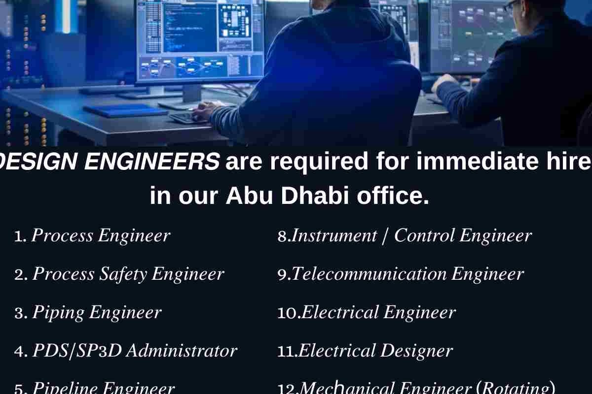 Design Engineers Vacancies in Abu Dhabi office