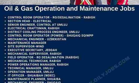 Oil & Gas Operation and Maintenance Jobs Saudi Arabia South Africa