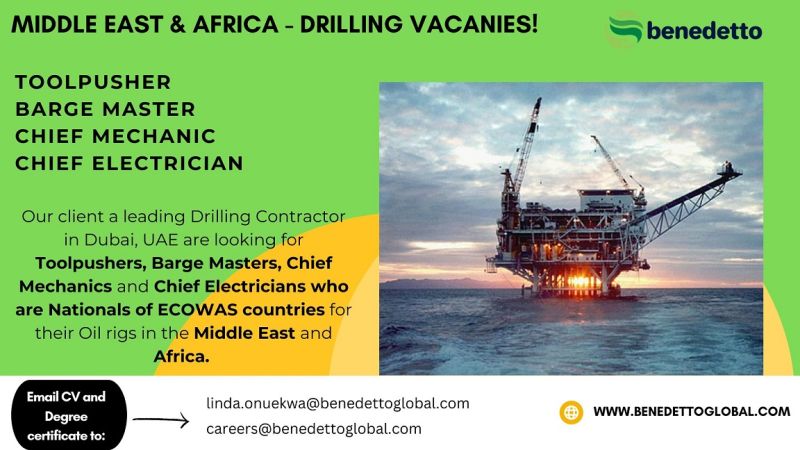 Toolpusher Chief Mechanic Electrician Middle East UAE Jobs