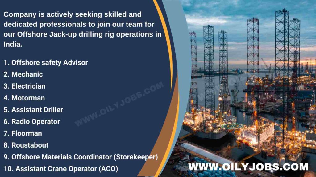 Offshore Jack-up drilling rig operations Jobs in India