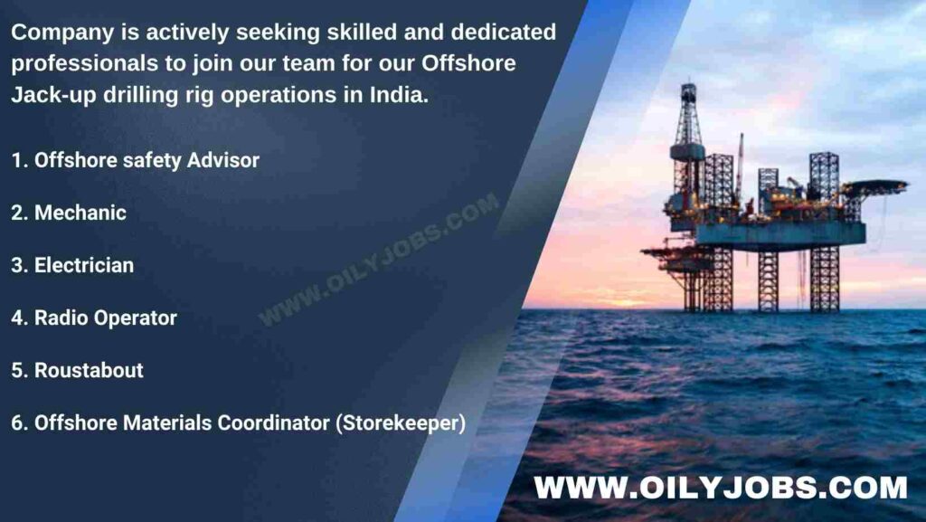 Offshore Jack-up drilling rig operations Jobs in India