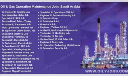 Oil & Gas Operation Maintenance Jobs Saudi Arabia