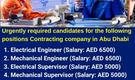 Electrical Mechanical Engineer Document Controller Electrician Plumber Jobs UAE