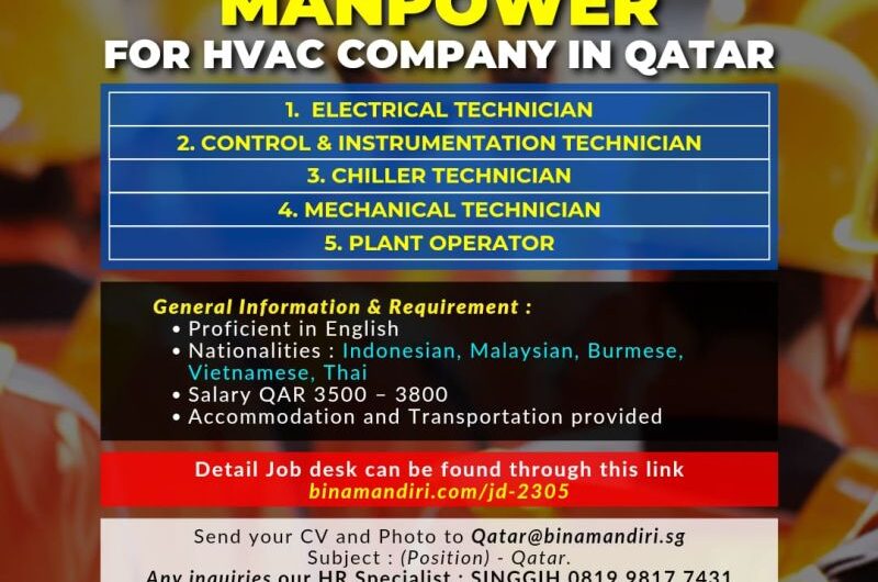 ELECTRICAL INSTRUMENT CHILLER TECHNICIAN PLANT OPERATOR Jobs Qatar