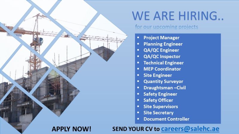 QA/QC Engineer Inspector Quantity Surveyor Safety Officer Jobs UAE