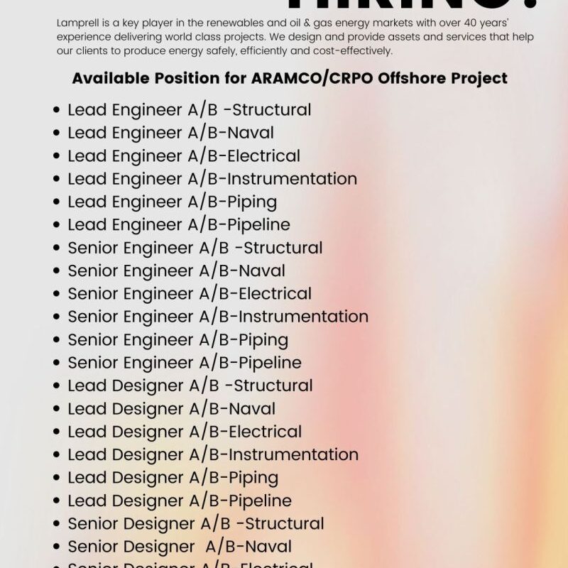 ARAMCO/CRPO Offshore Project Jobs