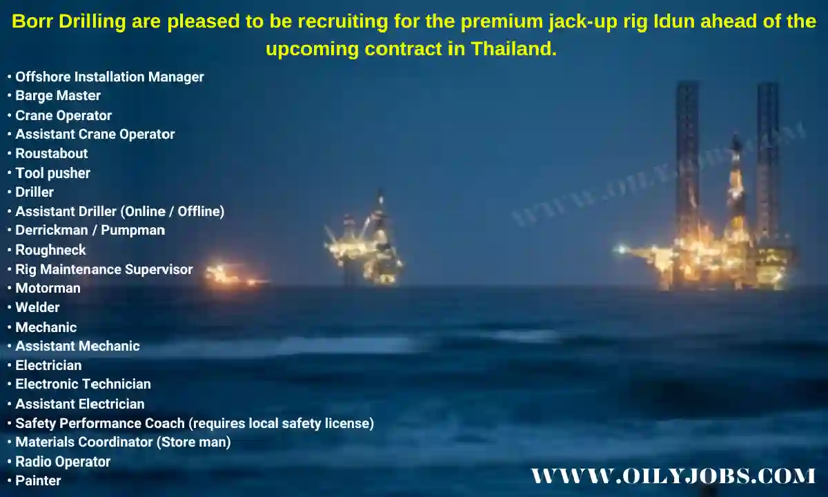 Borr Drilling jack-up rig Offshore Jobs in Thailand