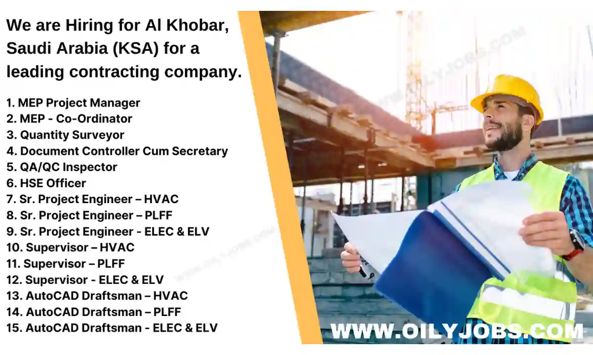 Saudi Arabia (KSA) contracting company vacancies