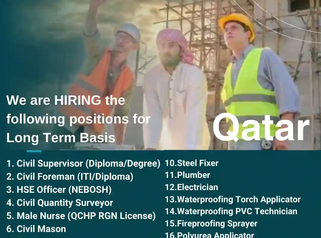 HSE Officer Civil Foreman Painter Electrician Jobs in Qatar