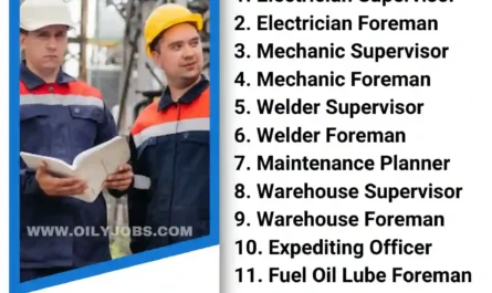 Electrician Mechanic Welder Foreman Supervisor HSE Officer Jobs