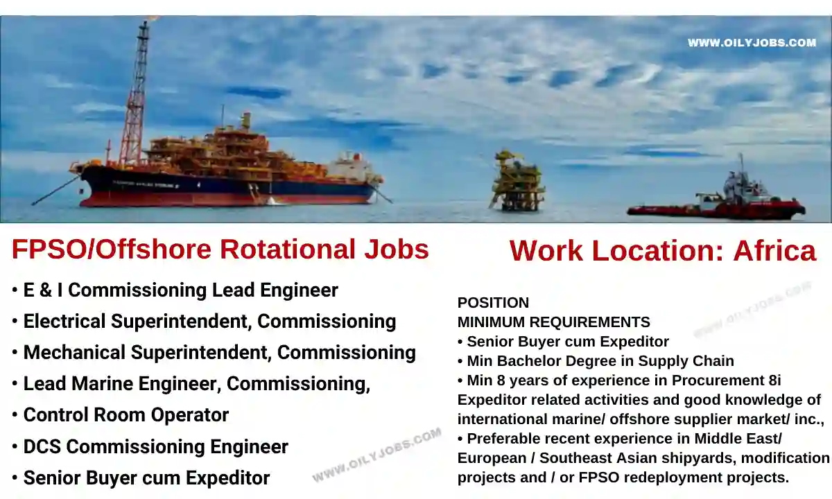 FPSO/Offshore Rotational Jobs Middle East Africa