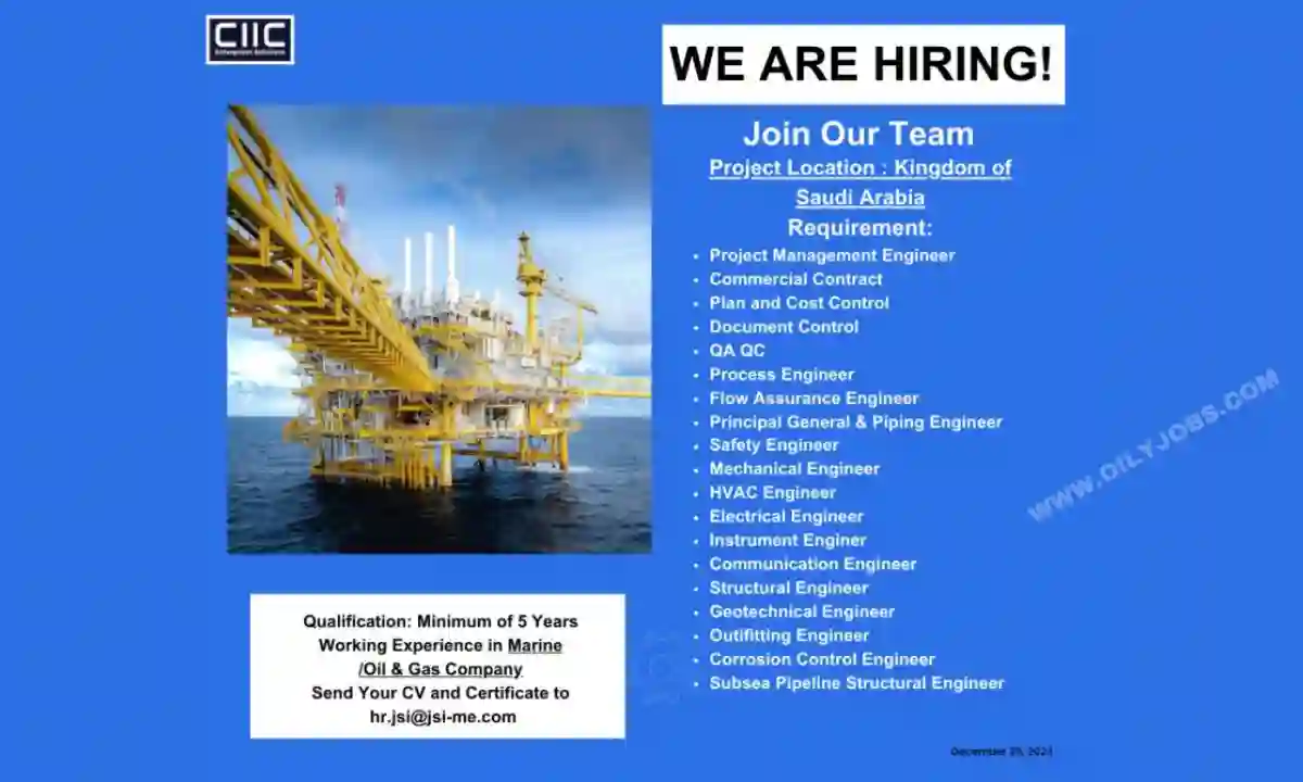 Oil & Gas and Marine vacancies for Saudi Arabia