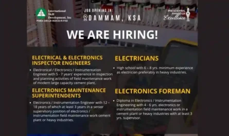 ELECTRICIANS ELECTRONICS FOREMAN INSPECTOR ENGINEERS Jobs SAUDI ARABIA