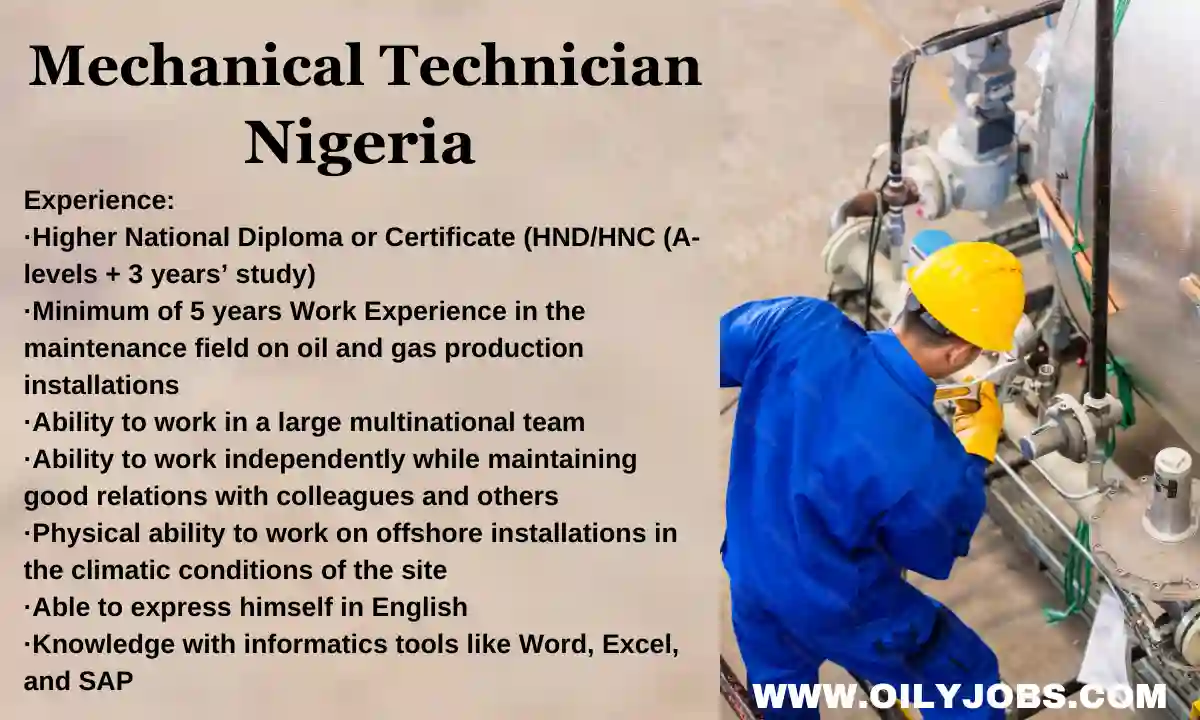 Mechanical Technician Nigeria Jobs