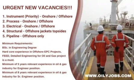 Offshore Oil and Gas EPC Projects Engineer Vacancies