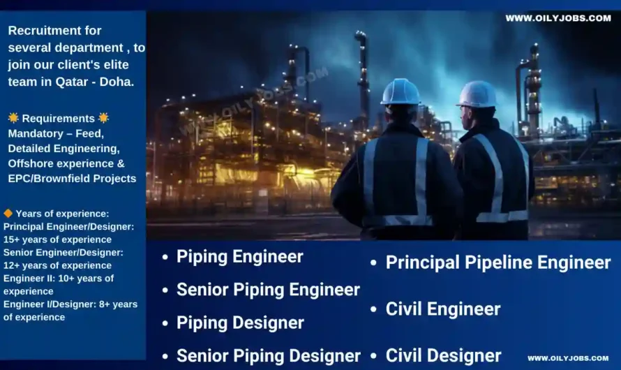 Piping Civil Engineer Designer Jobs in Qatar