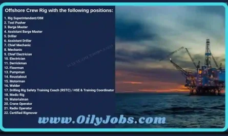 Offshore Rig Crew Vacancies Indonesia