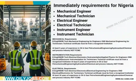 Mechanical Electrical Instrument Technician Engineer Jobs in Nigeria