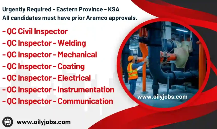 QC Civil Inspector Welding Mechanical Electrical Instrument Jobs KSA