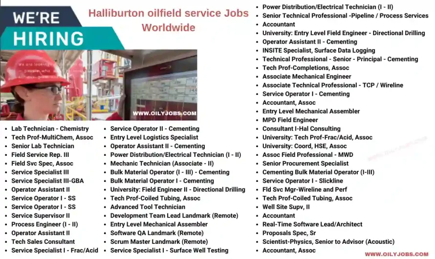 Halliburton oilfield service Jobs Worldwide