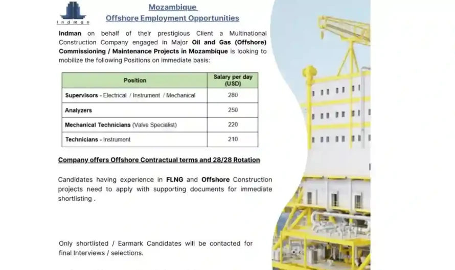 Mozambique Offshore 28/28 Rotation Jobs