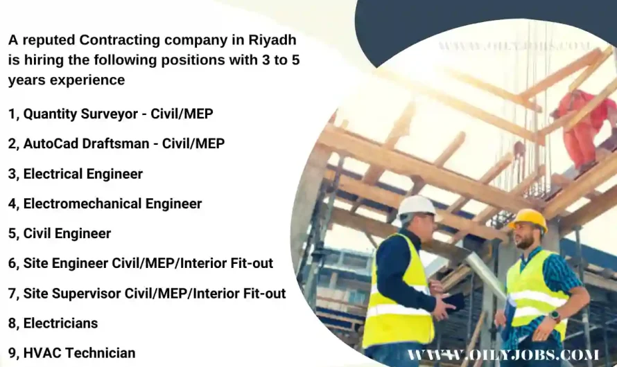 Electrical Civil Engineer HVAC Technician AutoCAD Draftsman Jobs Riyadh