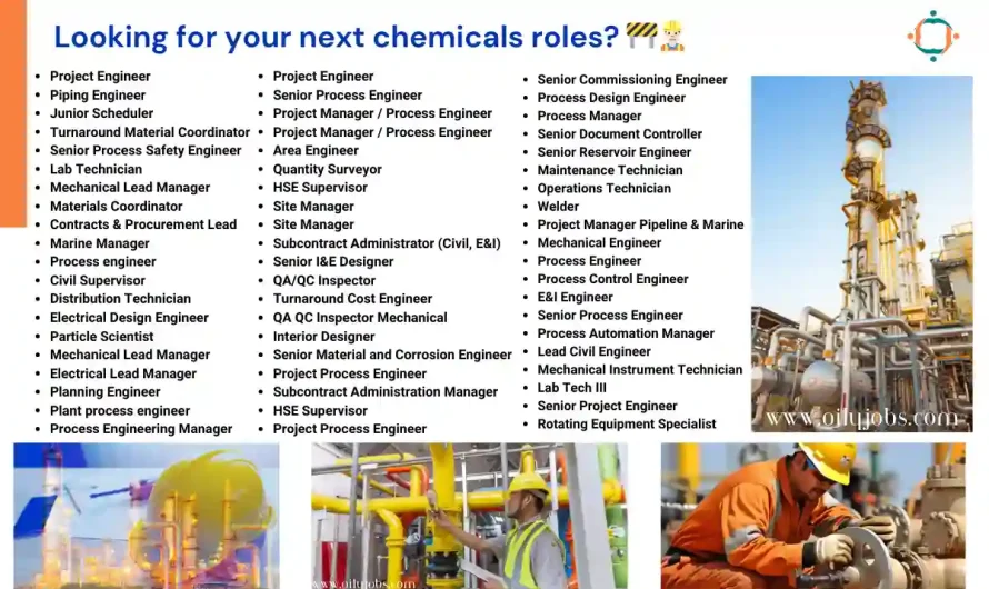 Chemicals Sector Vacancies available worldwide