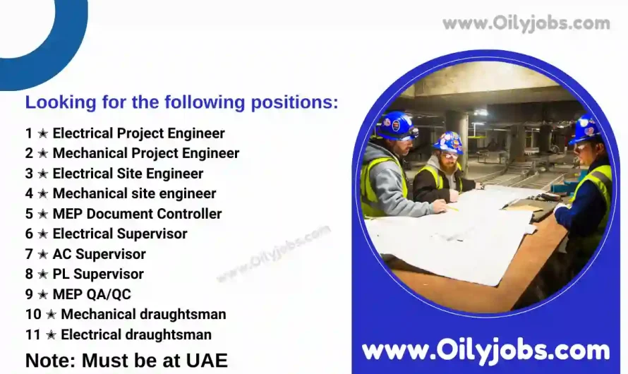 Electrical Mechanical Project Engineer Document Controller draughtsman Jobs UAE