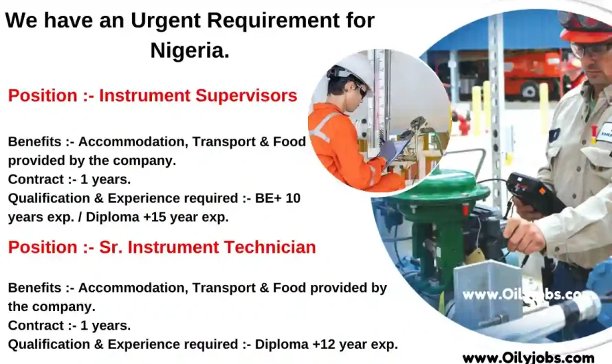 Instrument Supervisors & Technician Jobs in Nigeria