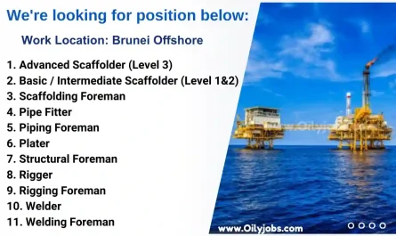 Brunei Offshore Pipe Fitter Rigger Welder Jobs