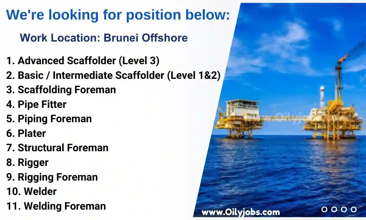 Brunei Offshore Pipe Fitter Rigger Welder Jobs