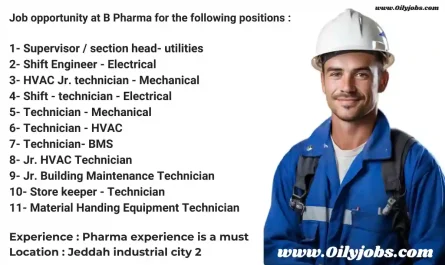 B Pharma Technician Vacancies in Jeddah