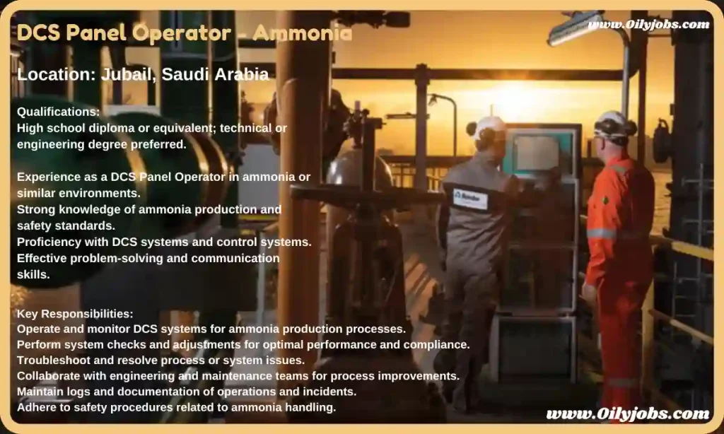 DCS Panel Operator Ammonia Job Saudi Arabia